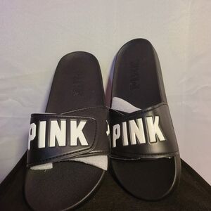 PINK Victoria's Secret Black and White Slides Ajustable
